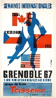 SEMAINES INTERNATIONALES GRENOBLE 67 - TOURNOI DE HOCKEY - affiche originale par Roger David