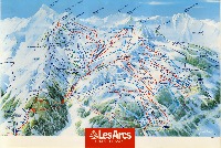 LES ARCS SAVOIE FRANCE - plan des pistes de ski par Pierre Novat (1983-84)