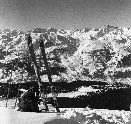 MERIBEL - APERCU DE LA VALLEE DES ALLUES DU COL DE LA LOZE- retirage photo Machatschek (1949)