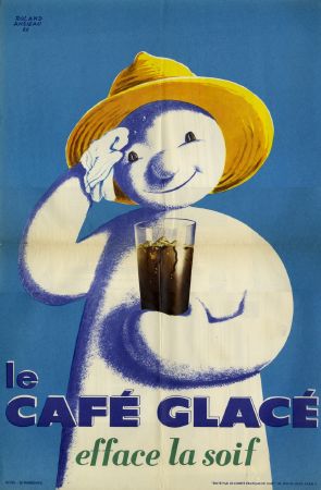 LE CAFE GLACE EFFACE LA SOIF - affiche originale de Roland Ansieau (1960)