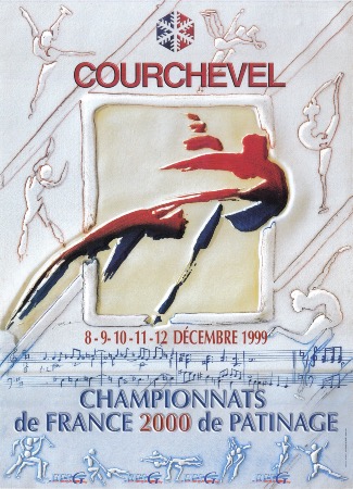COURCHEVEL - CHAMPIONNATS DE FRANCE 2000 DE PATINAGE - affiche originale par Alain Bar (1999)
