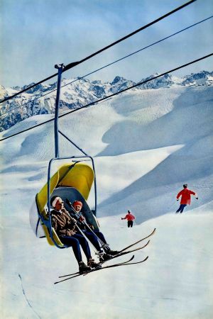 FRANCE SPORTS D'HIVER - VARS, LES HAUTES-ALPES - affiche ancienne sans texte (1964)