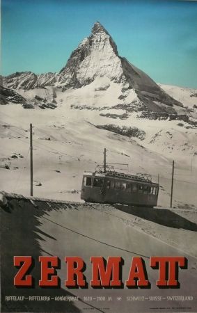 ZERMATT RIFFELALP-RIFFELBERG-GORNERGRAT SCHWEIZ SWITZERLAND SUISSE - affiche Perren-Barberini (1953)