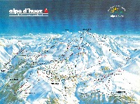 ALPE D'HUEZ L'ILE AU SOLEIL - grand plan des pistes de ski par Pierre Novat (1988-92)