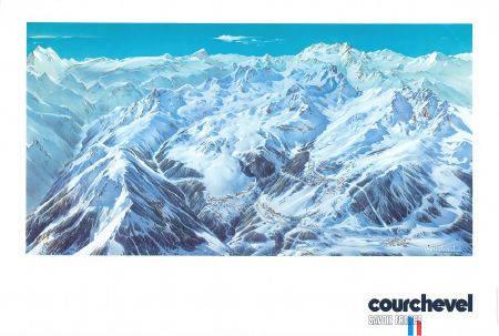 COURCHEVEL - grand poster panorama de Pierre Novat (1976)