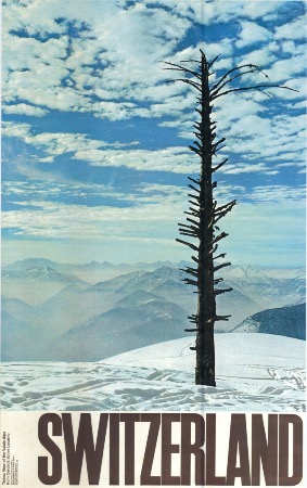 SWITZERLAND/TICINO - VIEW OF THE VALAIS ALPS FROM CARDADA - affiche originale (ca 1960)