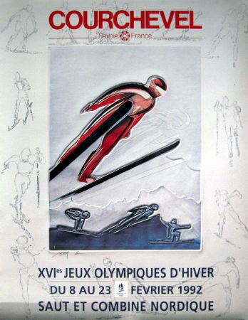 COURCHEVEL SAUT ET COMBINE NORDIQUE - XVIè JEUX OLYMPIQUES D'HIVER 1992 - affiche par Alain Bar