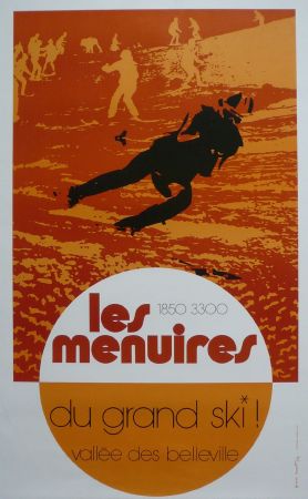 LES MENUIRES... DU GRAND SKI ! - affiche originale par Pierre Novat (1972)