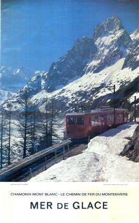 MER DE GLACE - CHEMIN DE FER DU MONTENVERS A CHAMONIX - affiche photo par Gay-Couttet (ca 1980)