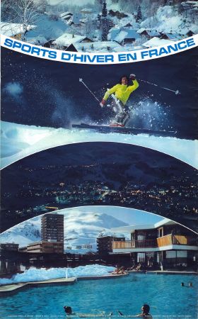 SPORTS D'HIVER EN FRANCE - affiche tourisme originale (1974)