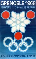 GRENOBLE 1968 - Xès JEUX OLYMPIQUES D'HIVER (emblème officiel) - affiche originale par Excoffon