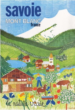 SAVOIE MONT-BLANC - LA NATURE VRAIE - affiche originale, dessin de Martine Bachet (ca 1970 )
