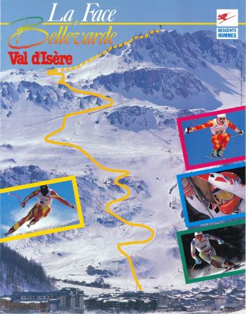 LA FACE DE BELLEVARDE - VAL D'ISERE - affiche originale (ca 1990) 