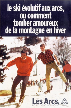 LES ARCS - BOURG SAINT MAURICE SAVOIE - LE SKI EVOLUTIF - affiche originale (ca 1970)