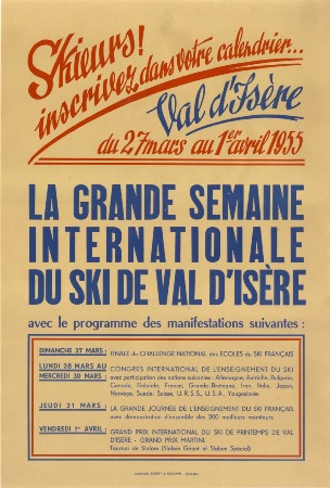 LA GRANDE SEMAINE INTERNATIONALE DU SKI DE VAL D'ISERE 1955 - affiche originale