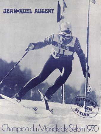 JEAN-NOEL AUGERT, CHAMPION DU MONDE DE SLALOM 1970 - OFFERT PAR LES SKIS DYNAMIC - affiche originale