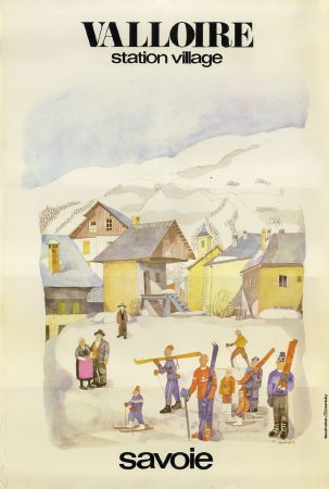 VALLOIRE SAVOIE STATION-VILLAGE - affiche originale par Guy Ameye (1973)