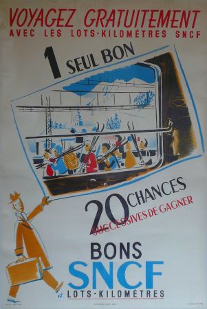 BONS SNCF POUR LE SKI - affiche originale (1954)