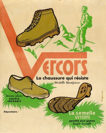 VERCORS LA CHAUSSURE QUI RESISTE - affiche originale de R. Jacquet (ca 1960)