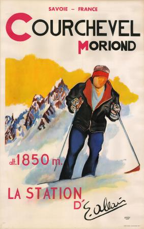 COURCHEVEL MORIOND 1850 M - LA STATION D'E. ALLAIS - affiche originale de Michel Boix-Vives (c 1955)