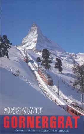 ZERMATT GORNERGRAT SCHWEIZ SUISSE SVIZERRA SWITZERLAND - affiche photo Klopfenstein (1980)