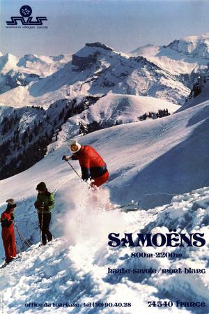 SAMOENS 800 M-2200 M - HAUTE-SAVOIE / MONT-BLANC 74340 FRANCE - affiche originale (ca 1975)