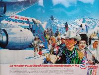 LE RENDEZ-VOUS DES SKIEURS DU MONDE ENTIER  : LES 3 VALLEES SAVOIE FRANCE - poster plan des pistes de ski (1988)