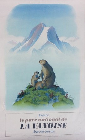 LE PARC NATIONAL DE LA VANOISE - ALPES DE SAVOIE - affiche originale d'après Samivel (1966)