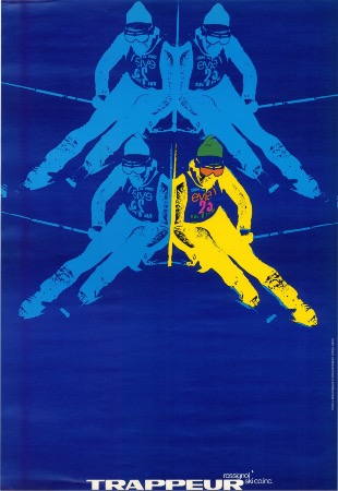 CHAUSSURES DE SKI TRAPPEUR - ROSSIGNOL SKI CO INC. - affiche originale (ca 1970)