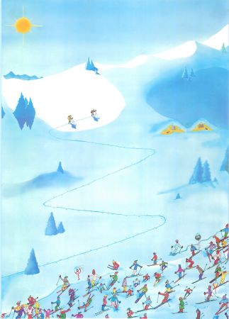 EPRIS DE LIBERTE - poster ski humoristique par JP (ca 1980)