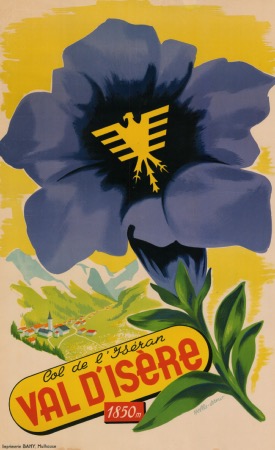 VAL D'ISERE COL DE L'ISERAN - affiche originale par Hella-Arno (ca 1955)