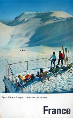 SPORTS D'HIVER EN AUVERGNE : LE MONT-DORE - affiche originale par Lizon (1962)