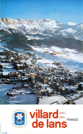 GRENOBLE Xè JEUX OLYMPIQUES D'HIVER 1968 - VILLARD DE LANS 1050-1920m - affiche officielle originale