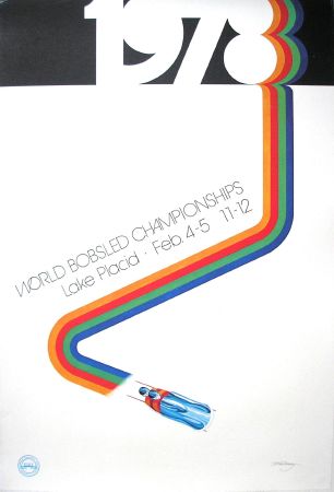 1978 WORLD BOBSLED CHAMPIONSHIPS - LAKE PLACID - affiche originale par Whithney