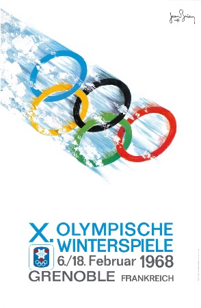 X. OLYMPISCHE WINTERSPIELE GRENOBLE FRANKREICH 1968 - affiche originale par Jean Brian