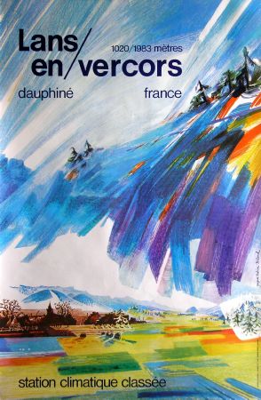 LANS-EN-VERCORS, DAUPHINE FRANCE, STATION CLIMATIQUE - affiche originale par J.-A. Biboud - 1975