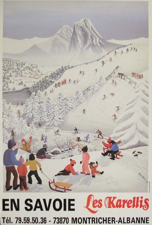 EN SAVOIE... LES KARELLIS, affiche d'après Agnès Lainé - 1985