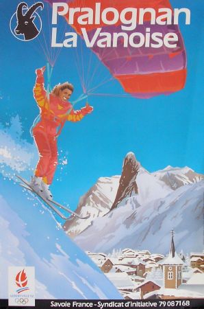 PRALOGNAN LA VANOISE, SAVOIE FRANCE - poster des Jeux Olympiques d'Albertville 92