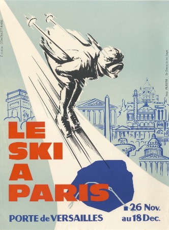 LE SKI A PARIS... PORTE DE VERSAILLES - affiche originale (ca 1960)