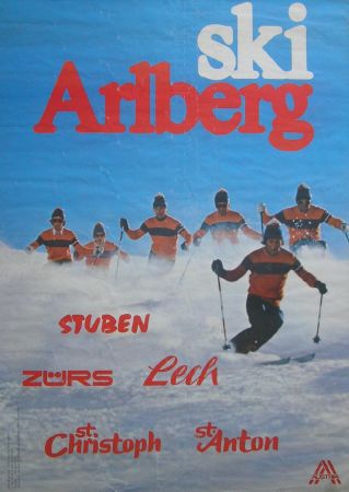 AUSTRIA SKI ARLBERG... STUBEN, ZÜRS, LECH, ST. CHRISTOPH, ST. ANTON - affiche années 70-80