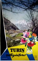 TURIN (ITALIE) VILLEGIATURES - affiche publicitaire originale par Campagnoli - 1954