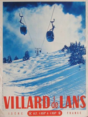 VILLARD DE LANS - ISERE, FRANCE - affiche ancienne, années 50