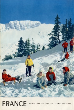 FRANCE - L'HIVER DANS LES ALPES A VILLARD DE LANS - affiche ancienne par Serraillier (1956)