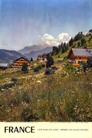 L'ETE DANS LES ALPES : MERIBEL-LES-ALLUES - affiche ancienne de Serraillier (1956)