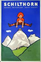MURREN SCHILTHORN PIZ GLORIA 2970 M, par Raymond Savignac - affiche publicitaire de 1977